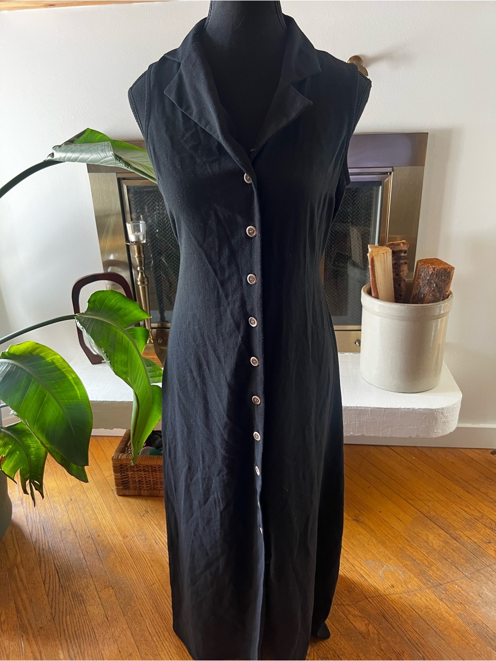 Topshop Black Sleeveless Button-Front Maxi Dress